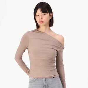 Abercrombie & Fitch Long-Sleeve Off-The-Shoulder Draped Top